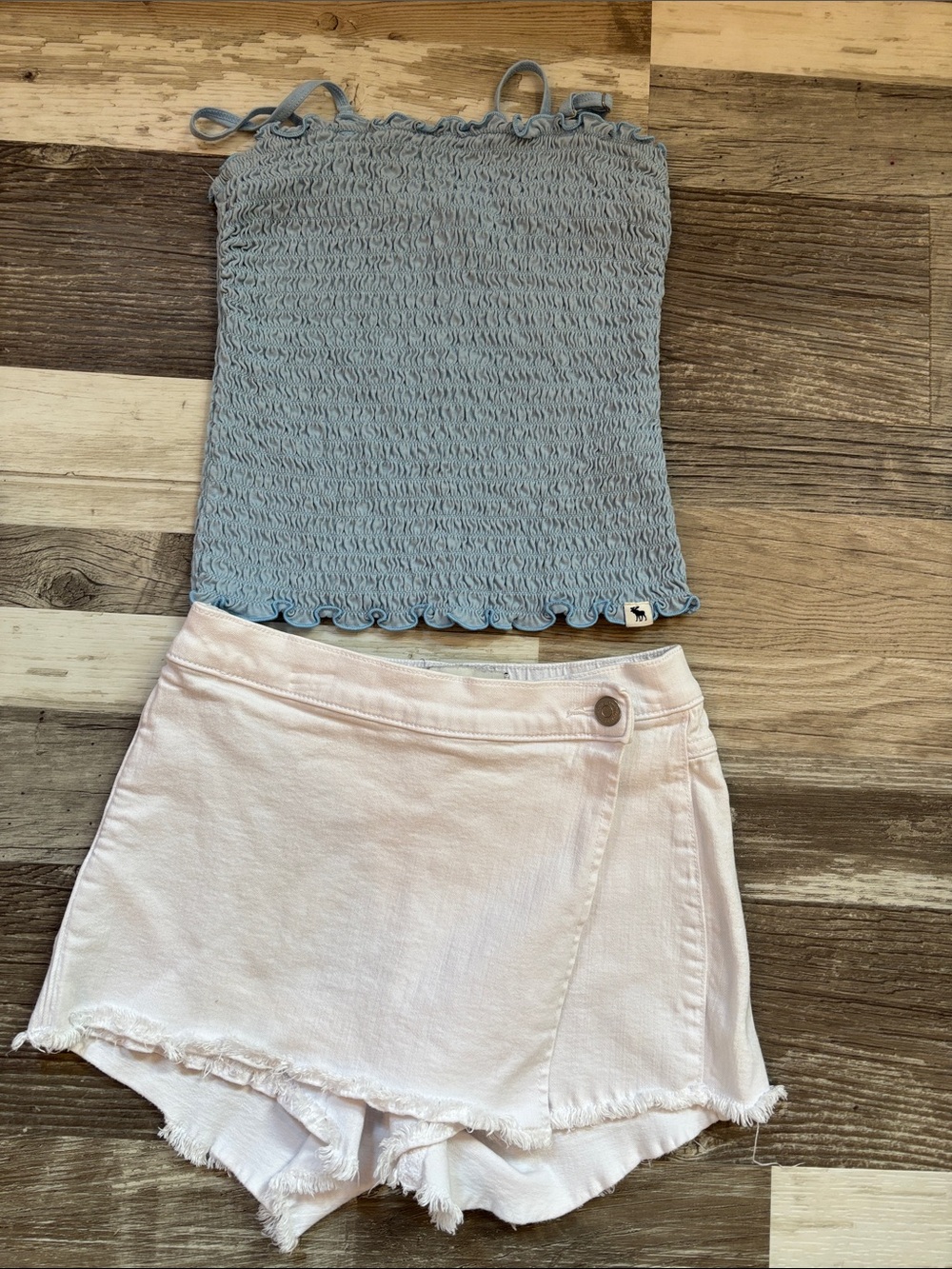 abercrombie kids Blue Smocked Tube Top & white Skort Set